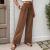 Women's High Waist Wide Leg Pants Elastic Drawstring Trousers with Pockets Lounge Pants - 2 of 4