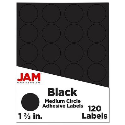 JAM Paper Circle Round Label Sticker Seals 1 2/3 Inch Diameter Black 302229594