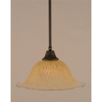 Toltec Lighting Any 1 - Light Pendant in  Dark Granite with 17" Amber Crystal Shade