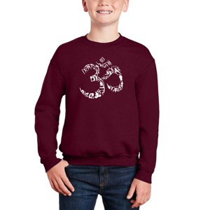 LA Pop Art The Om Symbol Out Of Yoga Poses - Boy's Word Art Crewneck Sweatshirt - 1 of 3