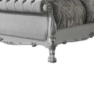 Bone White Tufted Upholstered Queen Bed with Wood Frame