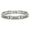 Black Bow Jewelry Men's Stainless Steel with Brushed Cable Inlay 9 Inch Bracelet - 3 of 4
