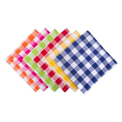 6pk Cotton Assorted Checkers Napkins - Design Imports