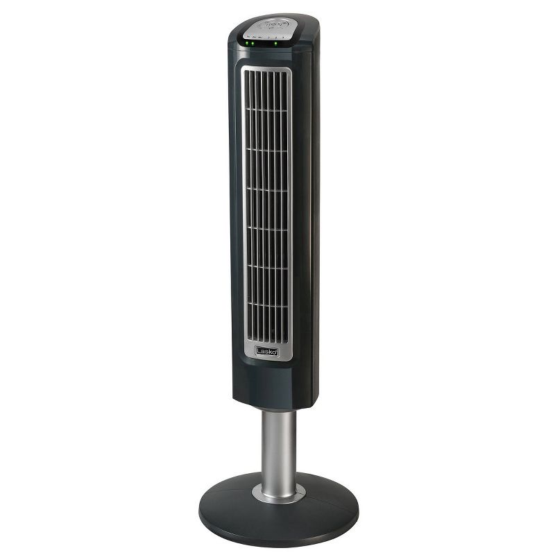 Lasko LKO-2519 38 Inch Portable Electric Remote Controlled Widespread Oscillating Wind Tower Fan and with 7 Hour Touch Control Timer, Black, 1 of 6