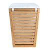 Slatted Natural Bamboo Hamper with Cushioned Lid and Removable Cotton Bag, Natural - 4 of 4