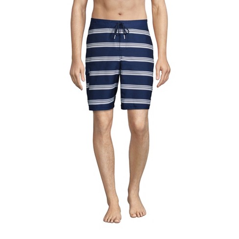 Lands' End Men's Board Shorts Swim Trunks - Medium - Navy/Ivory Founders  Stripe