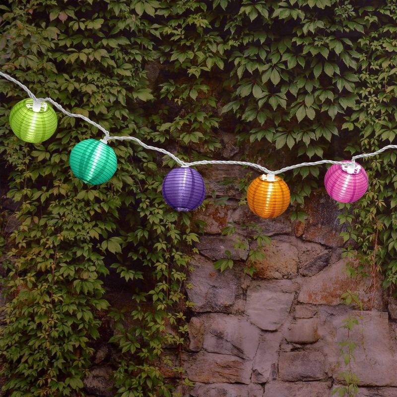 10ct Electric String Lights with 3"x7' Nylon Lanterns- Multi Color, 4 of 5