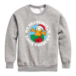 Boys' - Garfield - My Presence Is Your Present Graphic Long Sleeve Fleece Sweatshirt - 1 of 4