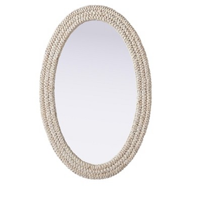Elegant Lighting Oval Cornhusk Mirror 27x42 in Linen White