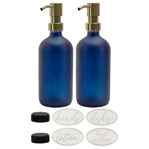 Darware 16oz Glass Pump Bottles 2pc Set; Soap Dispensers w/ Brushed Metal Pump Tops - 1 of 4