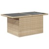 vidaXL Garden Table Beige PE Rattan, Powder-Coated Steel, Tempered Glass - 4 of 4