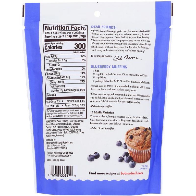 Bob's Red Mill Grain Free Blueberry Muffin Mix - Case of 5/9 oz, 3 of 7