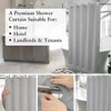 Grey microfiber shower curtain with waterproof lining, washable, 71x74 inches, bottom magnets. - 3 of 4
