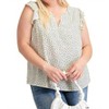Women's Ruffle Sleeve Heart Print Blouse - KORI - 2 of 3