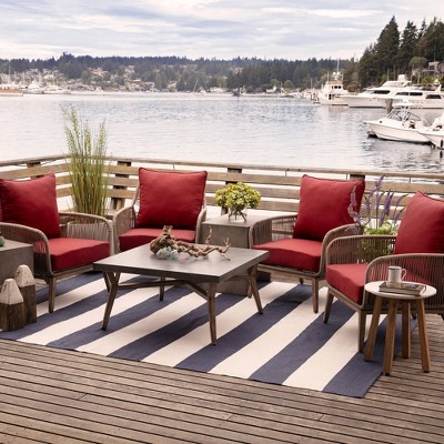 Nautical Red Recycled Fabric Adirondack Chair Cushion Set