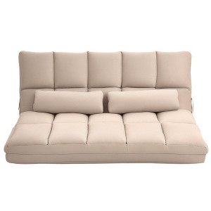 Aghana Digitals 2-in-1 Light Gray Folding Floor Sofa Bed with Adjustable Backrest/Headrest, Suede - 1 of 4