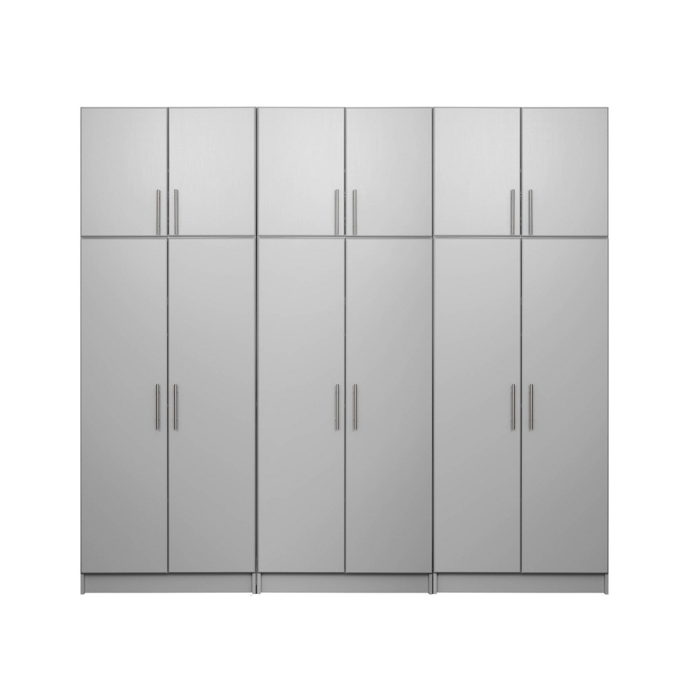 Photos - Wardrobe Prepac 96" Elite with 6 Storage Cabinet Set Light Gray: Laminated Wood Composite, 30 Shelves, 10 Doors