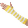 Allegra K Women's Stripe Print Knitted Fingerless Elbow Length Gloves Warmers One Size 1 Pair - 2 of 4