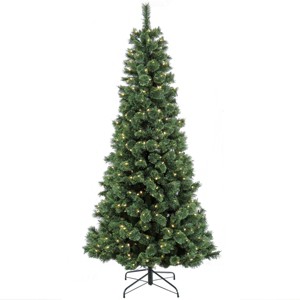 7 1/2' Pilchuck Pine Hinged Tree with Warm White LED Lights - 1 of 4