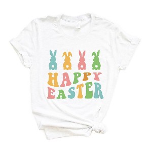 Simply Sage Market Women's Happy Easter Pastel Bunnies Short Sleeve Graphic Tee - 1 of 4