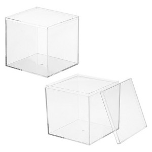 Unique Bargains Acrylic Cube Storage Collectible Display Boxes 2 Pcs Clear - 1 of 4