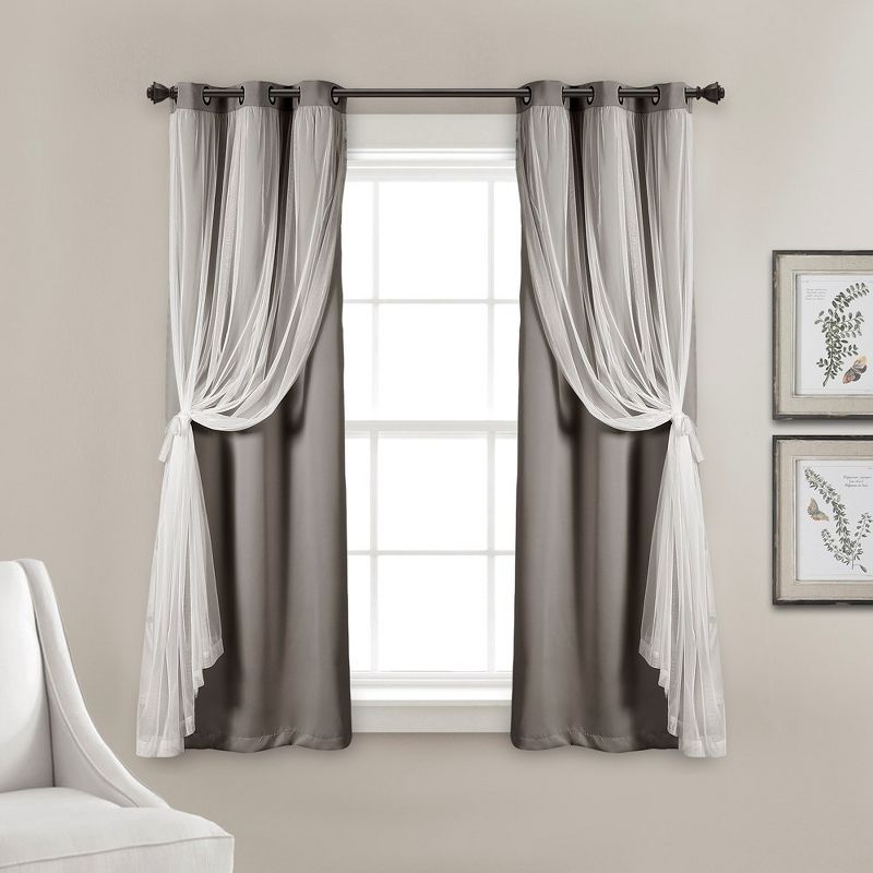 Lush Décor Grommet Sheer Panels With Insulated Blackout Lining Light Gray 38X45 Set, 3 of 7