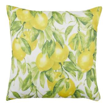 Saro Lifestyle Printed Lemon Pillow - Down Filled, 18" Square, Multi