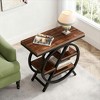Gulches 3-Tier End Table (Rustic Brown and Metal) Narrow Wood Side Table with Geometric Frame, Industrial Storage Nightstand (1pc) - 2 of 4