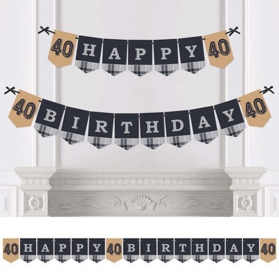 Big Dot of Happiness 40th Milestone Birthday - Birthday Party Bunting Banner - Vintage Party Decor - Happy Birthday