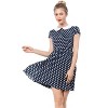 INSPIRE CHIC Women's Peter Pan Collar Short Sleeves Contrast A-Line Polka Dots Dress - 2 of 4