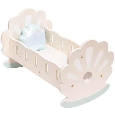 ROBOTIME Baby Doll Crib Bed for 18 inch Dolls, Seashell, White, 13.7"*13.7"*8.33"