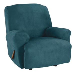 Ultimate Stretch Suede Recliner Slipcover Peacock Blue - Sure Fit