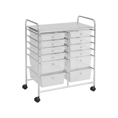 Tangkula 12-Drawers Rolling Storage Cart with Organizer Top