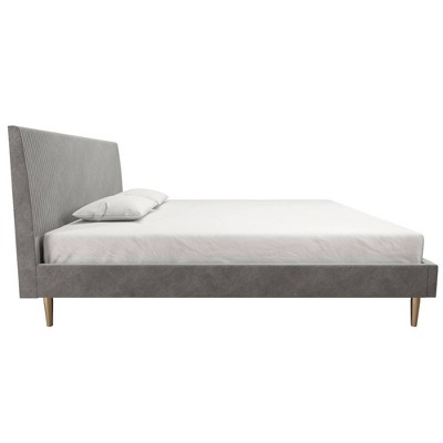Daphne King-Sized Light Gray Velvet Upholstered Bed with Tufted Headboard