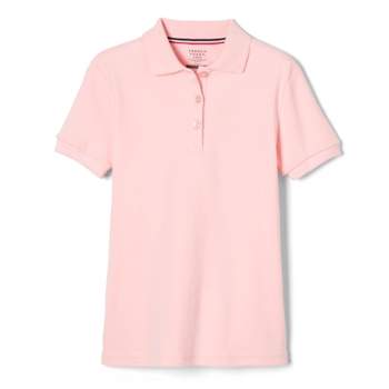 French Toast School Uniform Girls Short Sleeve Fitted Interlock Polo with Picot Collar (Feminine Fit)