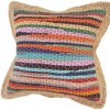 HomeRoots Set of Two 20" Blue Red And Natural Striped Cotton And Jute Throw Pillows - 4 of 4