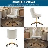 VINGLI White Teddy Fleece Armless Office Desk Chair with Gold Base/Wheels, Cute Vanity/Makeup Chair,  Adjustable Swivel Nail Chair - 3 of 4
