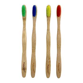 Pursonic 4 Pack Eco Bamboo Toothbrushes with Soft Nylon Bristles