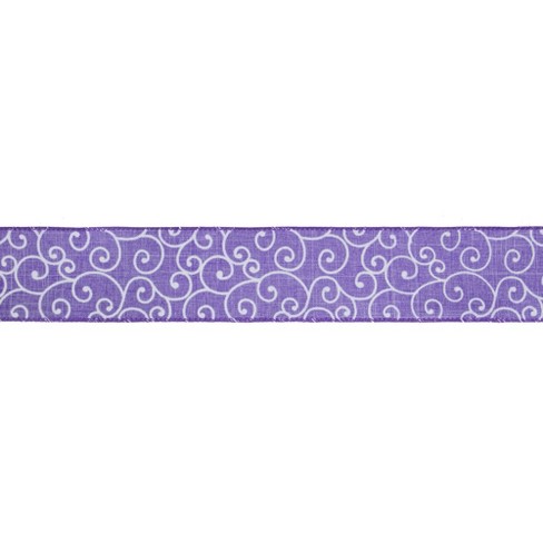 Northlight Purple and White Swirl Wired Spring Craft Ribbon 2.5 x 10 Yards