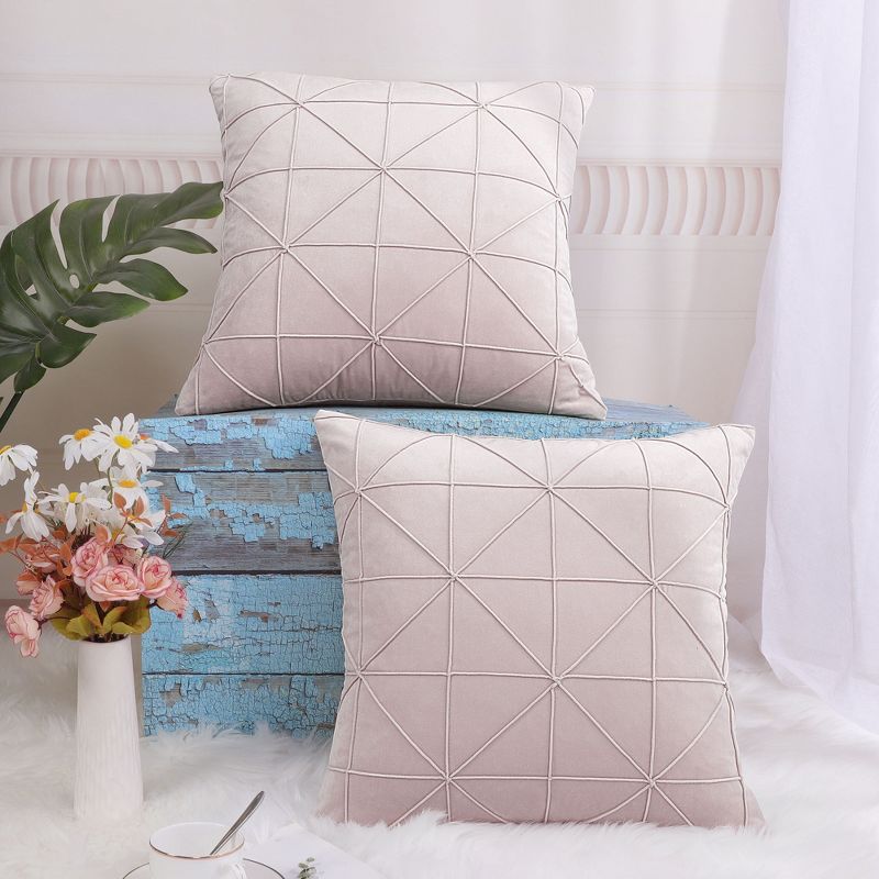 PiccoCasa Velvet Pillow Covers Soft Square Plaid Throw Pillow Cases 2 Pcs, 4 of 7