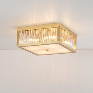 Rennnsan Aemrie 12" W 4 - Light Rectangle Glass Modern Glam Dimmable Semi Flush Mount in Gold - 1 of 4