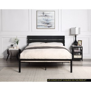 Queen Size Metal Platform Bed with Headboard for Bedroom - 1 of 4