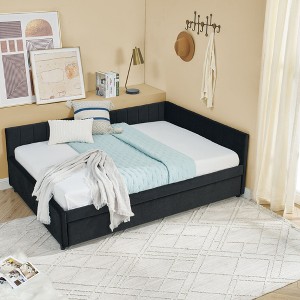 NicBex Full Size Daybed with Trundle,Upholstered Velvet Sofa Bed Frame for Bedroom,Living Room,Apartment - 1 of 4