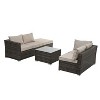 Isabel 4-Piece PE Wicker Patio Conversation Set with Tempered Glass Coffee Table, Patio Furniture, Outdoor Furniture - Maison Boucle - 2 of 4