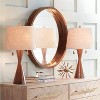 360 Lighting Omar Modern Modern Mid Century Table Lamps 28 3/4" Tall Set of 2 Brown Wood Oatmeal Tapered Drum Shade for Bedroom Living Room Bedside - 2 of 4