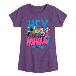 Girls' - Hey Arnold! - Arnold Spray Paint 96 Fitted Short Sleeve Graphic T-Shirt - 1 of 4