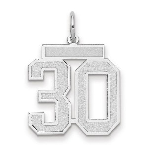 Black Bow Jewelry 14k White Gold, Jersey Collection, Medium Number 30 Pendant - 1 of 3