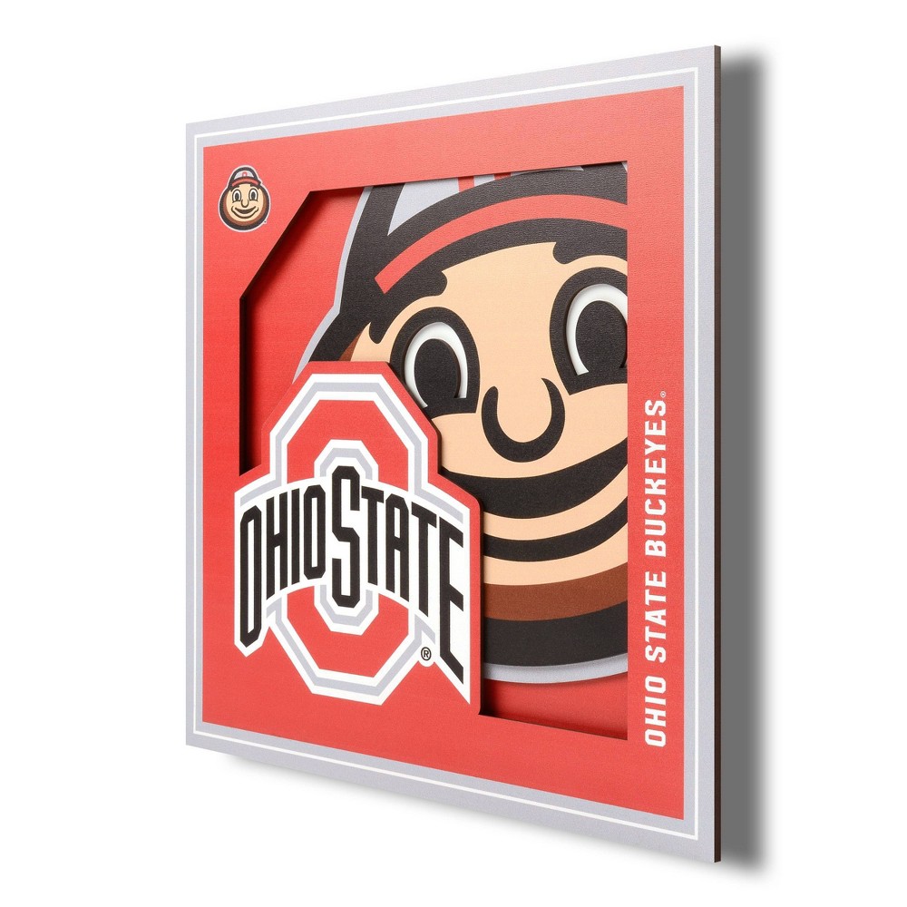 Photos - Other Decoration NCAA Ohio State Buckeyes 3D Logo Series Wall Art - 12"x12"