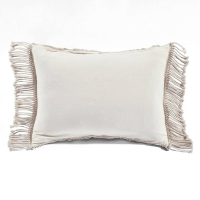 Bohemian Fringe Cotton Macrame Lumbar Pillow Cover - Neutral