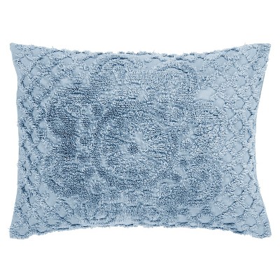 King Size Blue Cotton Chenille Bedspread Set